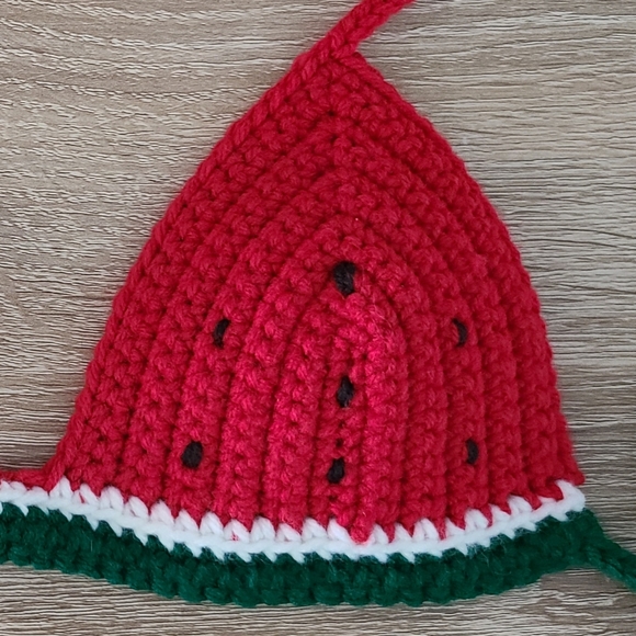 Sold. Watermelon bra, summer bralette, watermelon bikini top, crochet bikini top - Picture 5 of 9